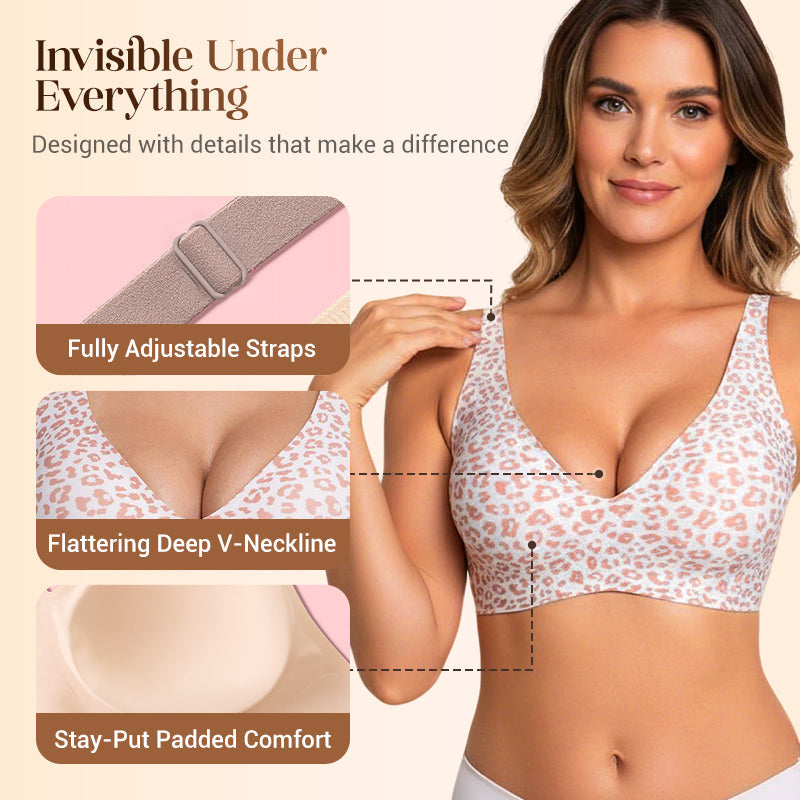 💗LAST DAY SALE 50% OFF⚡50K+ SOLD💕 Women’s Super Firming Jelly Wireless Push Up Bra – Seamless Deep V Everyday Comfort Bralette