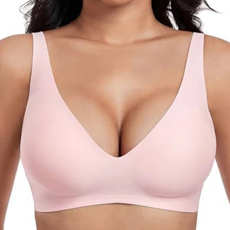💗LAST DAY SALE 50% OFF⚡50K+ SOLD💕 Women’s Super Firming Jelly Wireless Push Up Bra – Seamless Deep V Everyday Comfort Bralette